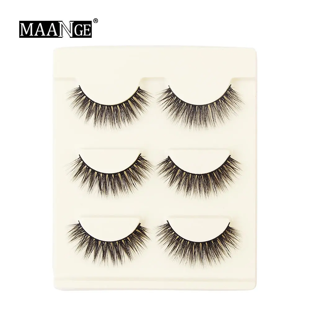 MAANGE 3 пар/кор. Pro beauty драматические ресницы 3D Мягкие норковые волосы бесплатно, роскошные натуральные накладные ресницы ручной работы, инструменты для макияжа - Длина: SD13