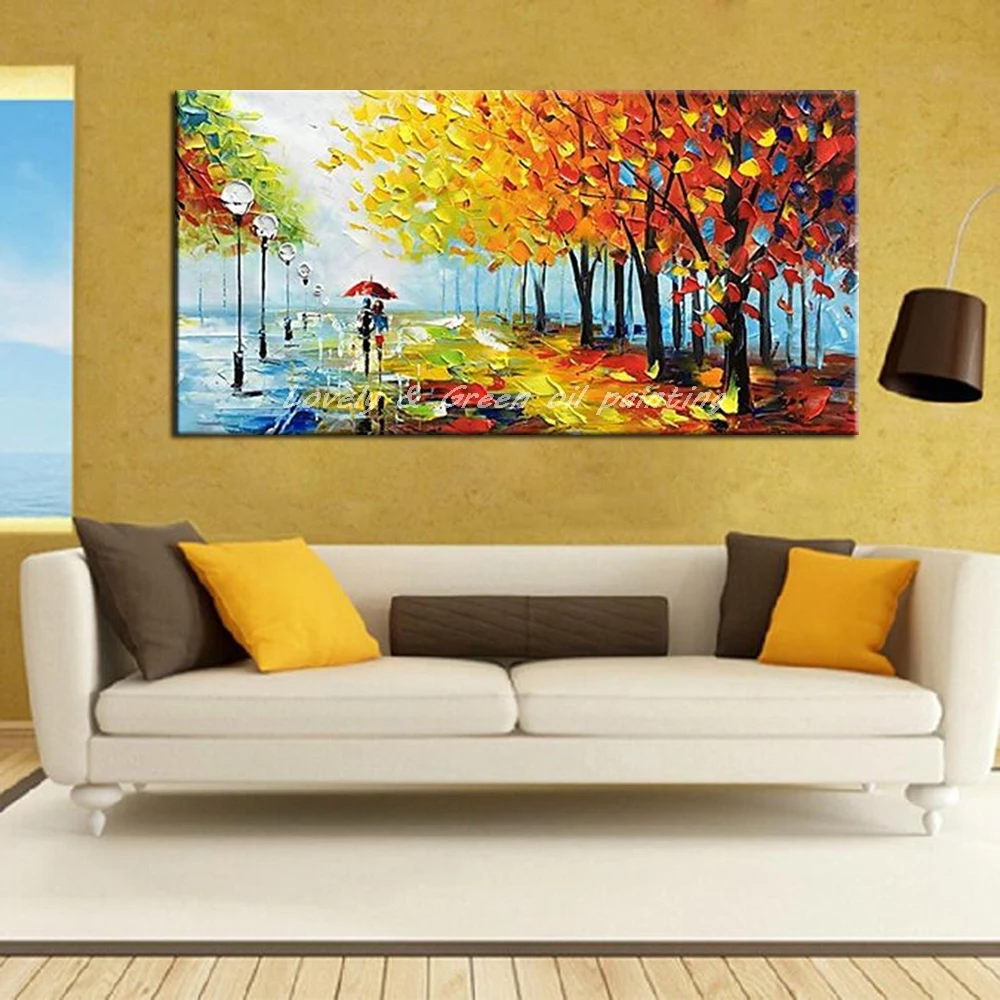 Ручная роспись декоративный плакат настенная живопись холст Картина маслом палитра нож дерево пейзаж