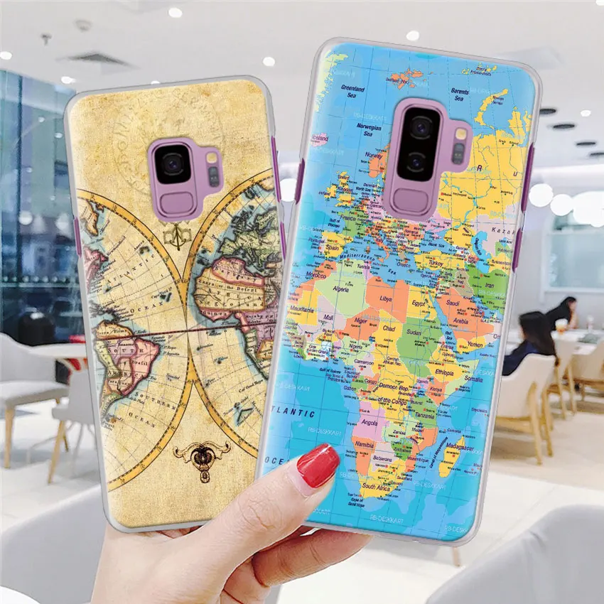 Карта мира чехол для телефона для samsung Galaxy S10e S10 плюс S7 S8 S9 Plus, Note 8, 9, 10, плюс S10 5G M20 M30 жесткий чехол Coque