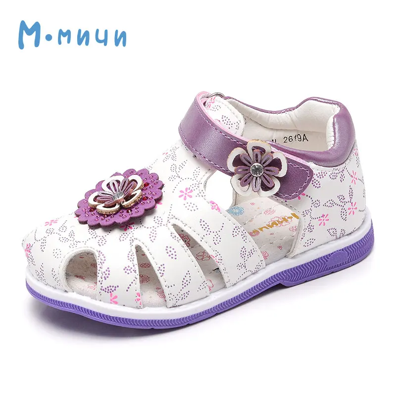 ML2619-PURPLE Отправить от России) Mmnun Новое поступление цветы сандалии для девочек обувь для детей малыша сандалии с закрытым носком сандалии детские сандалии для маленьких девочек 22-32 - Цвет: ML2619-PURPLE