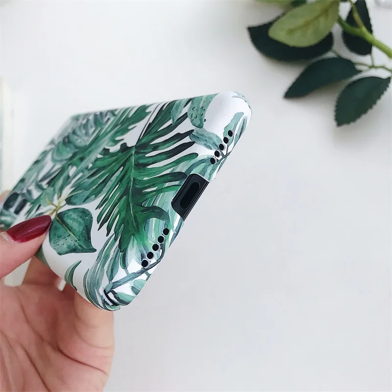 For Xiaomi Note 6 6X 5X 8 SE 3 Cute Cartoon Case Green leaves Hard PC half Cover |
