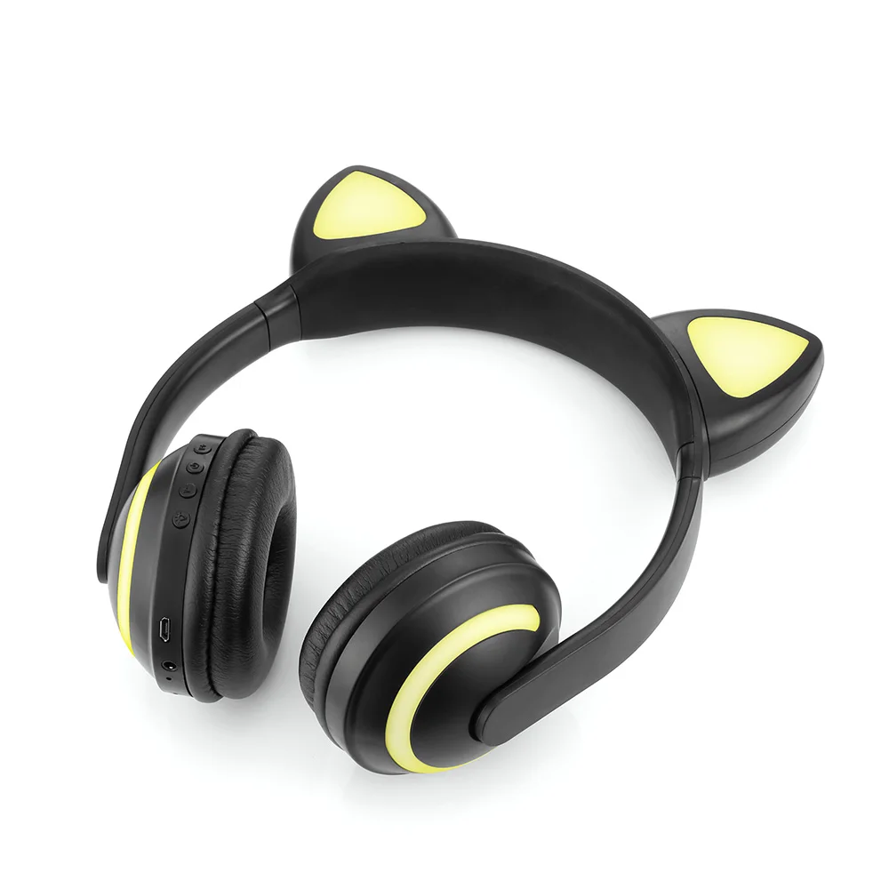 Bluetooth стерео кошачьи наушники мигающие светящиеся кошачьи наушники игровая гарнитура наушники 7 цветов светодиодный светильник