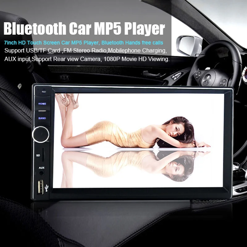 7 дюймов HD 2DIN Bluetooth Авто Радио стерео автомобильный MP3 MP5 плеер FM/USB/AUX+ камера