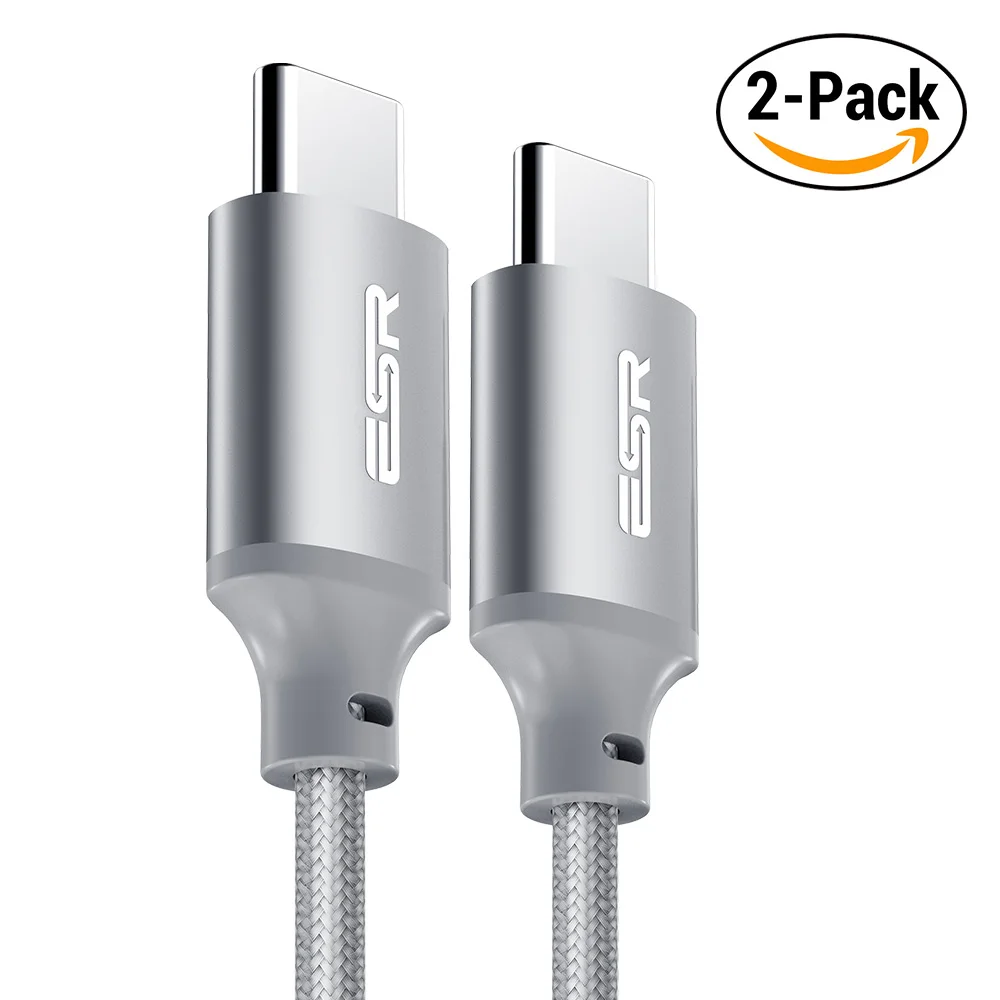 USB-C-USB-C кабель USB 2,0, ESR 2 шт. в упаковке, синхронизация данных, быстрая зарядка 2 м, кабель type C-type C для MacBook, samsung S8, LG G6