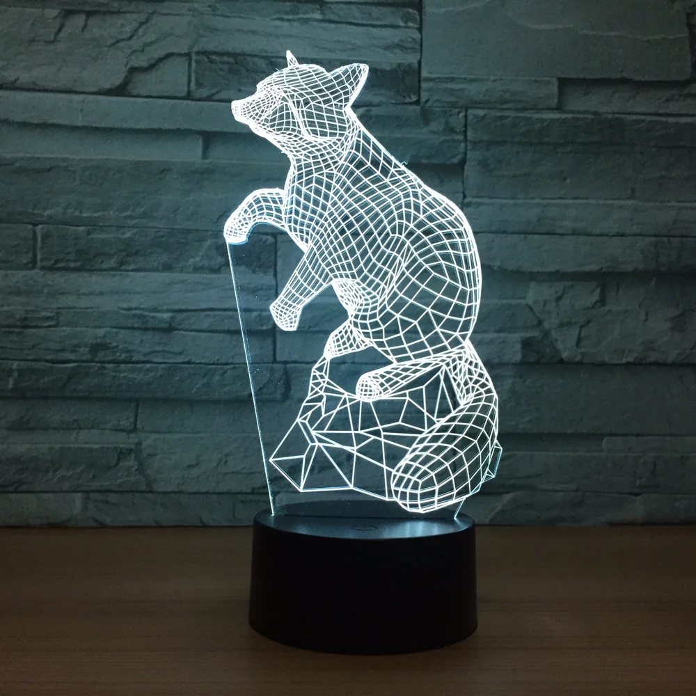 Fox Mouse 3d Light Night Creative Touch Control Colorful Led Lamp Usb Battery Fixtures Kids Room Home Decor | Ночники