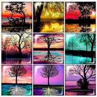 fb0318 trees in the lake beauty 10pcs mixed 12mm20mm25mm30mm square photo glass cabochon demo flat back making findings
