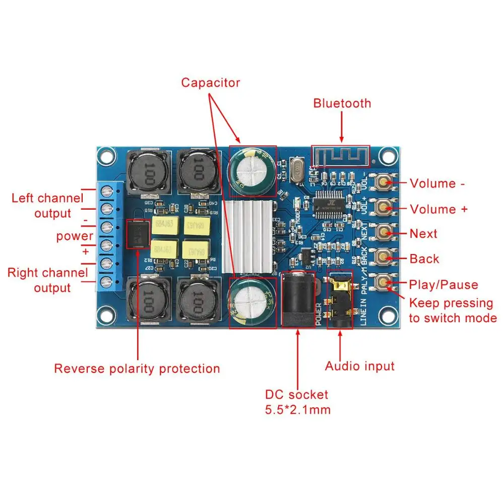 TPA3116 50 Вт + 2 0 аудио Беспроводная Bluetooth стерео цифровая плата усилителя мощности с