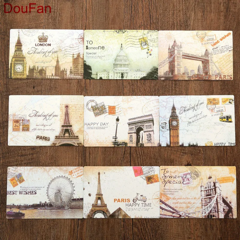 Винтажные открытки DouFan 9 шт./лот ретро Европейская открытка здания Парижа Лондона