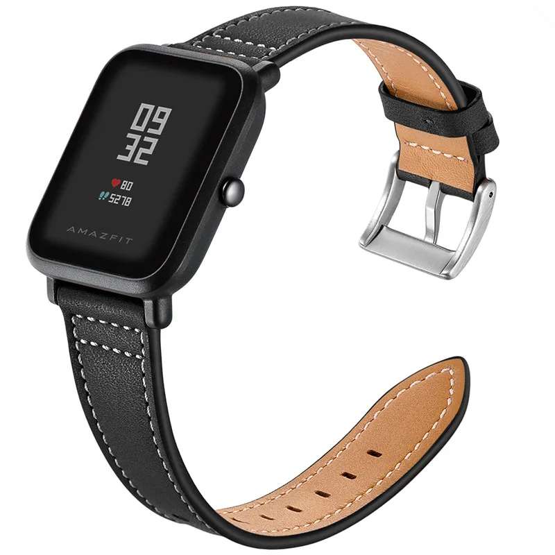 AMAZFEEL 20 мм настоящий Полный Зерна телячья кожа ремешок для часов xiaomi huami Amazfit Bip samsung s2 и samsung S4 Смарт часы