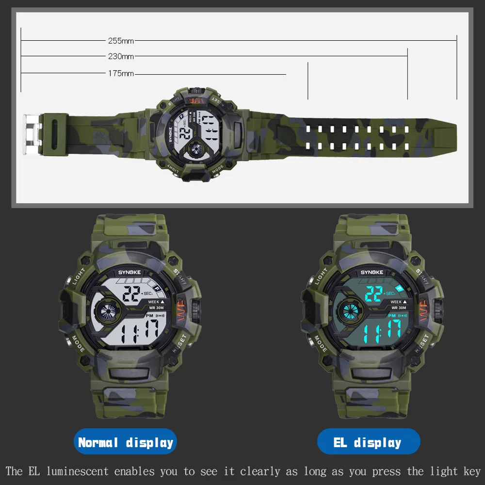 

SYNOKE Digital Watch Sport Watch Plastic Repeater Led Watch Watch Waterproof Mens Fashion Male Military Electronic Wristwatch
