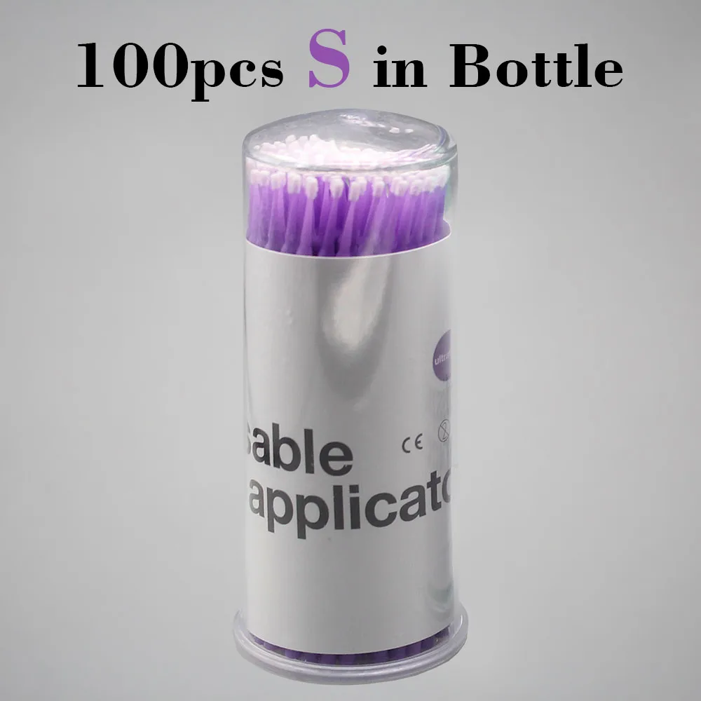 100pcs S in Bottle Kimcci, 100 шт./лот, одноразовые кисти для макияжа, абсорбирующие ватные тампоны, кисти для ресниц, микро тушь для ресниц, индивидуальная кисть для наращивания ресниц - Цвет: 100pcs S in Bottle