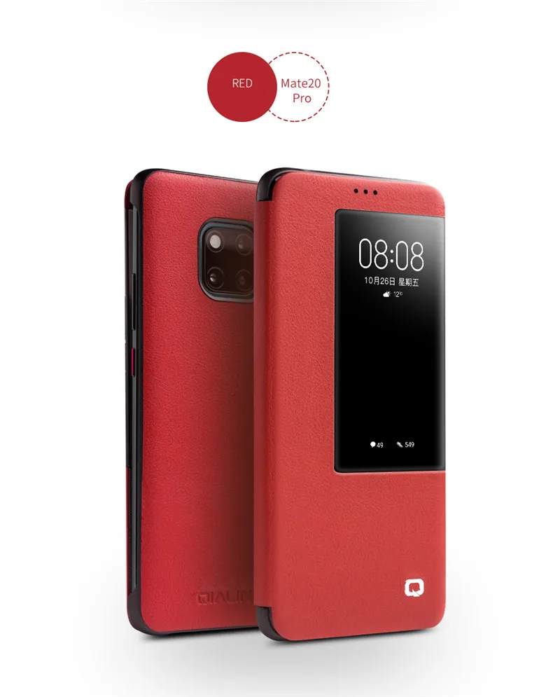 QIALINO, Модный чехол из натуральной кожи для huawei mate 20X5G, тонкий флип-чехол с умным окошком для mate 20 Pro 6,53/6,39/7,2 дюйма