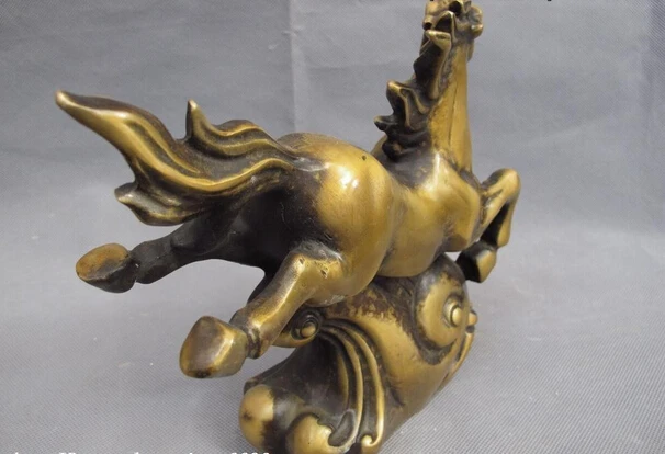 

song voge gem S0979 Chinese Folk Copper Bronze Feng shui Lucky Wealth RuYi Zodiac Horse Statue
