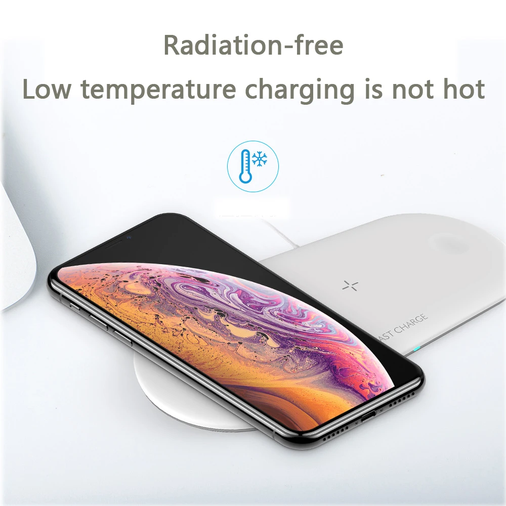Беспроводная зарядная площадка 3 в 1 Qi для Iphone watch Series 1/2/3/4 Airpods iPhone Xs/Xs Max/XR/X samsung S10/S10