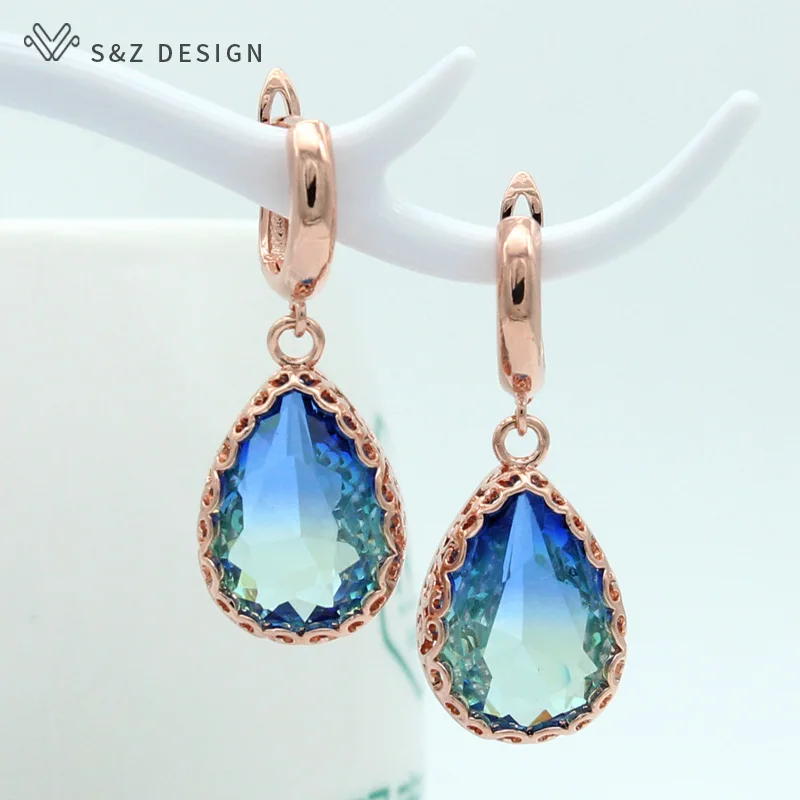 S &amp Z градиентный цвет длинная водяная капля висячие серьги 2019 Новая мода 585
