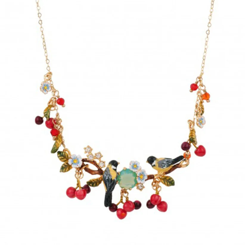 Juicy Grape 2019 New Oriole Bird Red Cherry Gilded Clavicle Chain Popular Maxi Colar Necklace Choker Women Crystal Jewelry | Украшения и