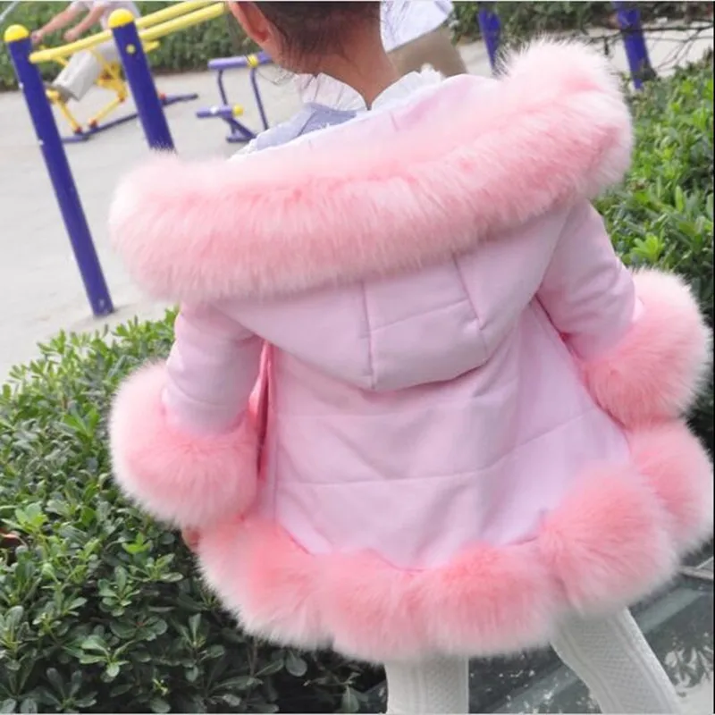 2018 Children Clothing Girls Winter Thick Artificial leather Patchwork Faux Fur Coat Baby Warm Cotton Long Korean Overcoat QV87 | Детская