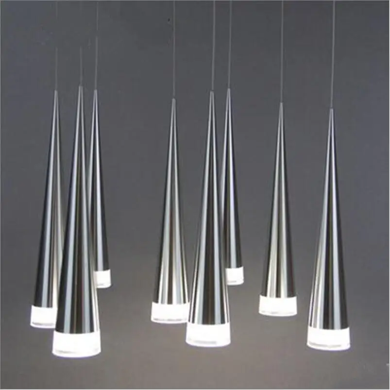

Modern LED Luminaire Light Silver Aluminium conical pendant light lamp kitchen restaurant DIY led hanging light suspension lamp