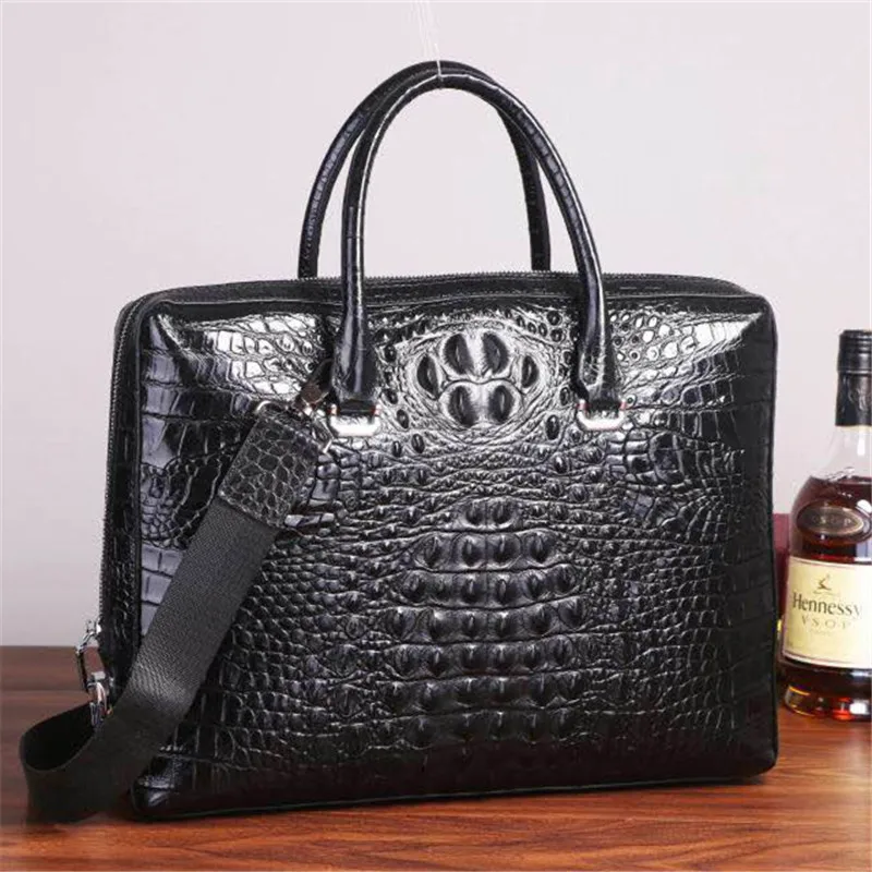 W38H28D10CM Kaisiludi кожаный портфель с крокодиловым принтом, мужская и женская сумка, деловая Модная компьютерная сумка на одно плечо, косая сумка - Цвет: W38H28D10CM