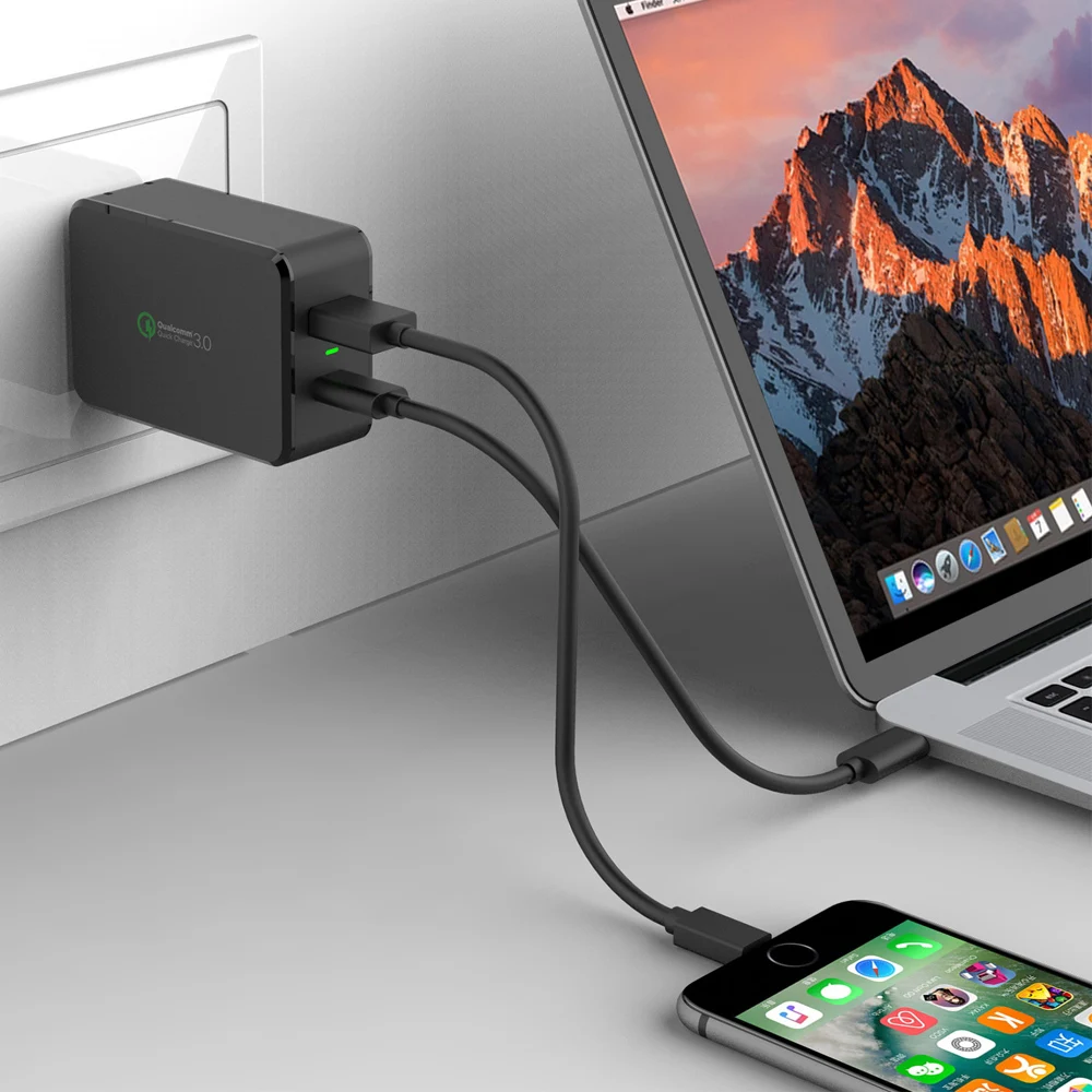 Tutuo Quick Charge 3.0 fast Тип USB C Портативный 33 Вт путешествия 2 Порты Smart Зарядное