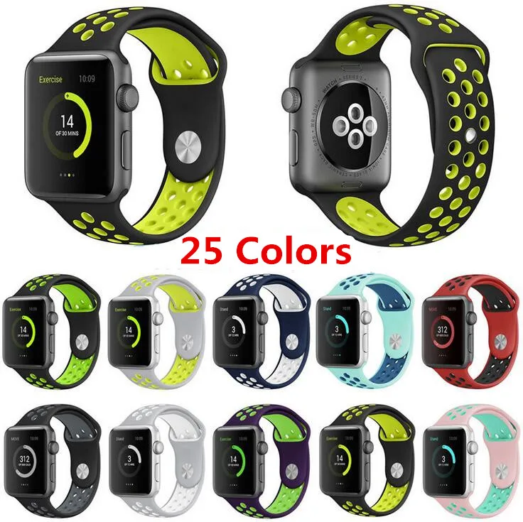 30 шт./лот 42 мм 38 S L размер силиконовый NK спортивный цветной браслет для Apple Watch