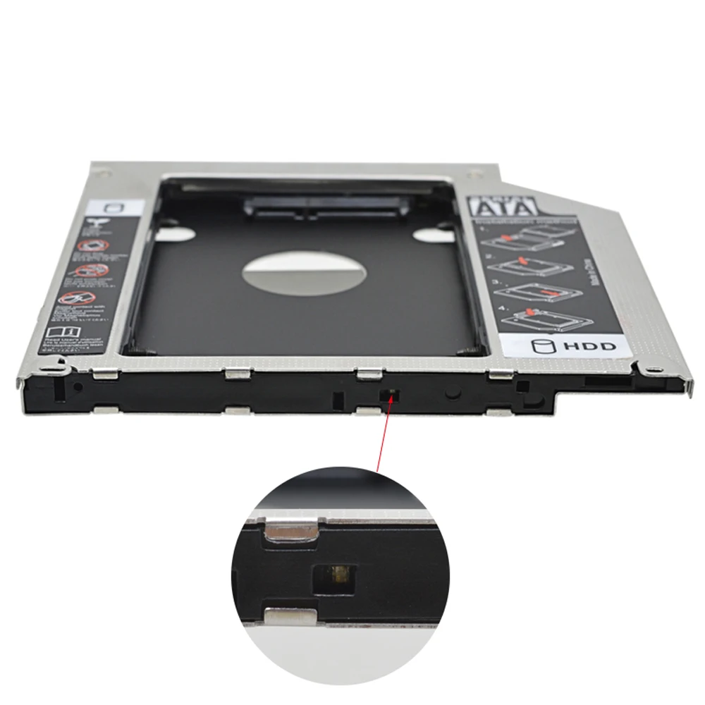Алюминиевый SATA III 2 й HDD Caddy с двойным светодиодным цветом для 5 дюйма Чехол SSD