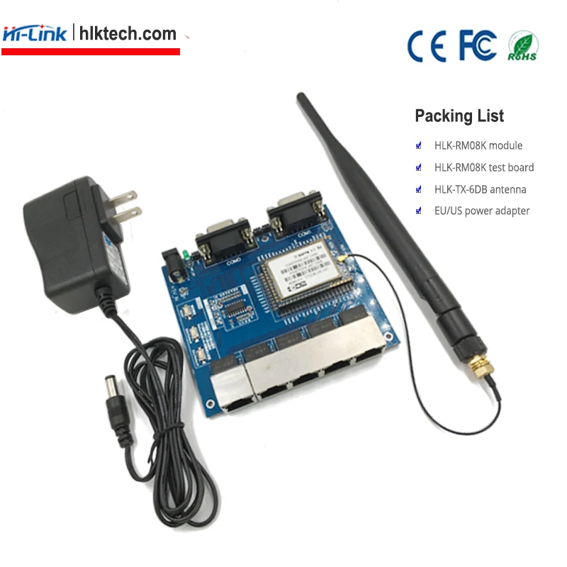 HLK-RM08K серийный wifi модуль пять-ethernet порт два-последовательный порт UART к wifi модуль MT7688K макетная плата