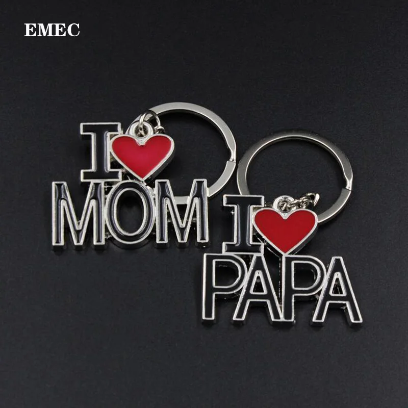 EMEC 2 шт./пара брелок для ключей с надписью I Love PAPA MAMA Red Heart автомобильный родителей