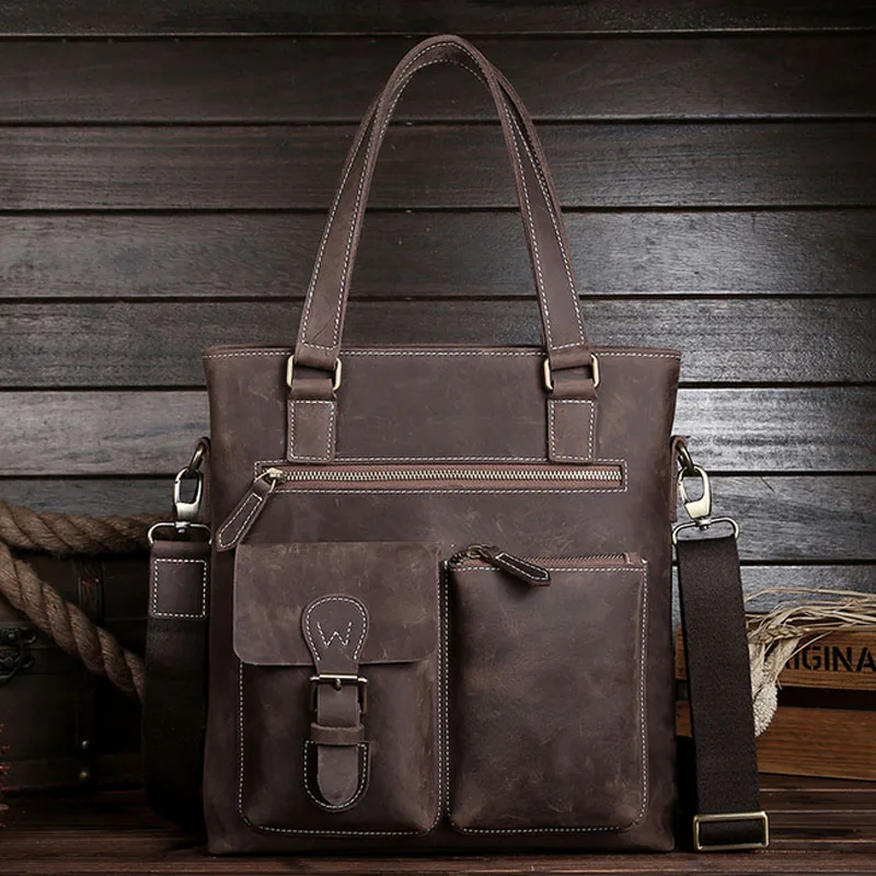 

Crazy Horse Cowhide Men Bag Cross Body for Men Tote Handbag Retro Messenger Bag High Quality Men Shoulder Bag Leather Bag