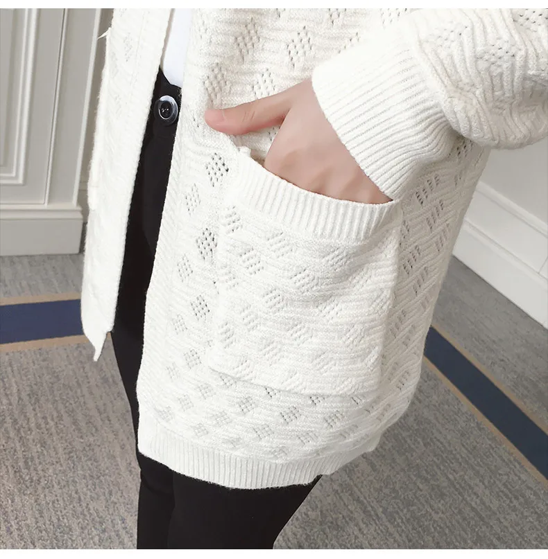 

2020 NEW women's cardigan in spring and Autumn V-Neck Mid long Solid women's sweater Loose coat