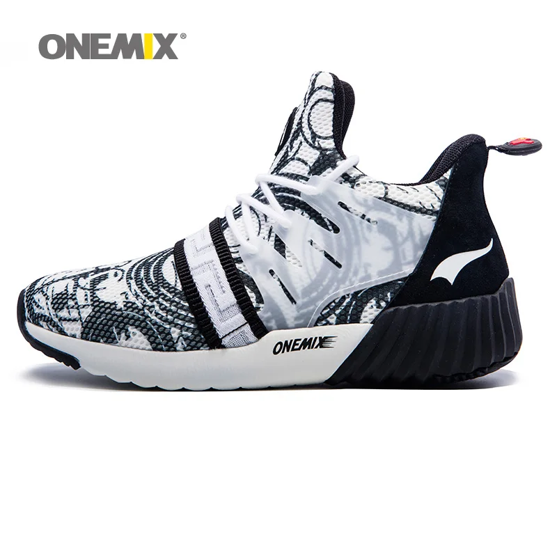 Мужские и женские кроссовки ONEMIX спортивные темно синего цвета с высоким берцем