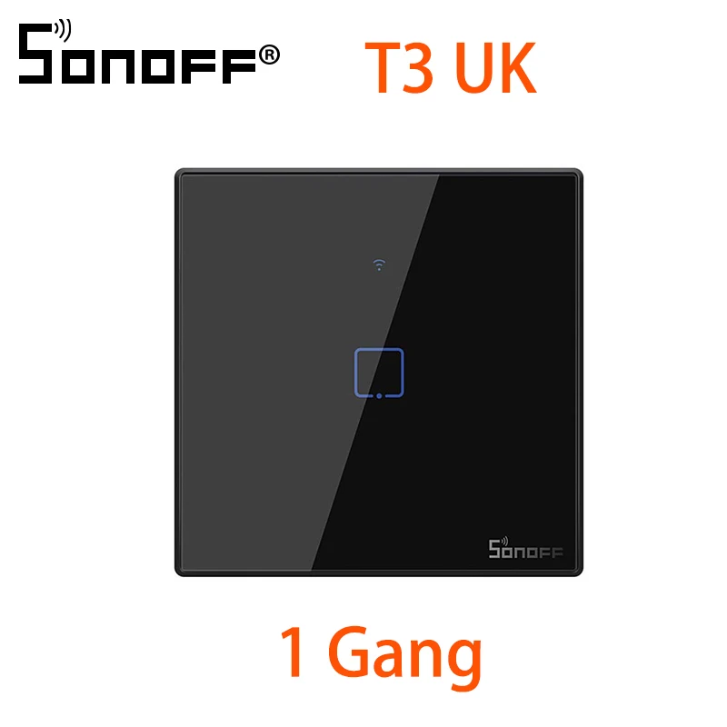 Интеллектуальный выключатель света SONOFF T3EU US UK TX Smart Wi-Fi настенный сенсорный выключатель с границы умный дом 1/2/3 433 RF пульт дистанционного управления Управление работает с Amazon Alexa IFTTT - Комплект: T3UK 1C