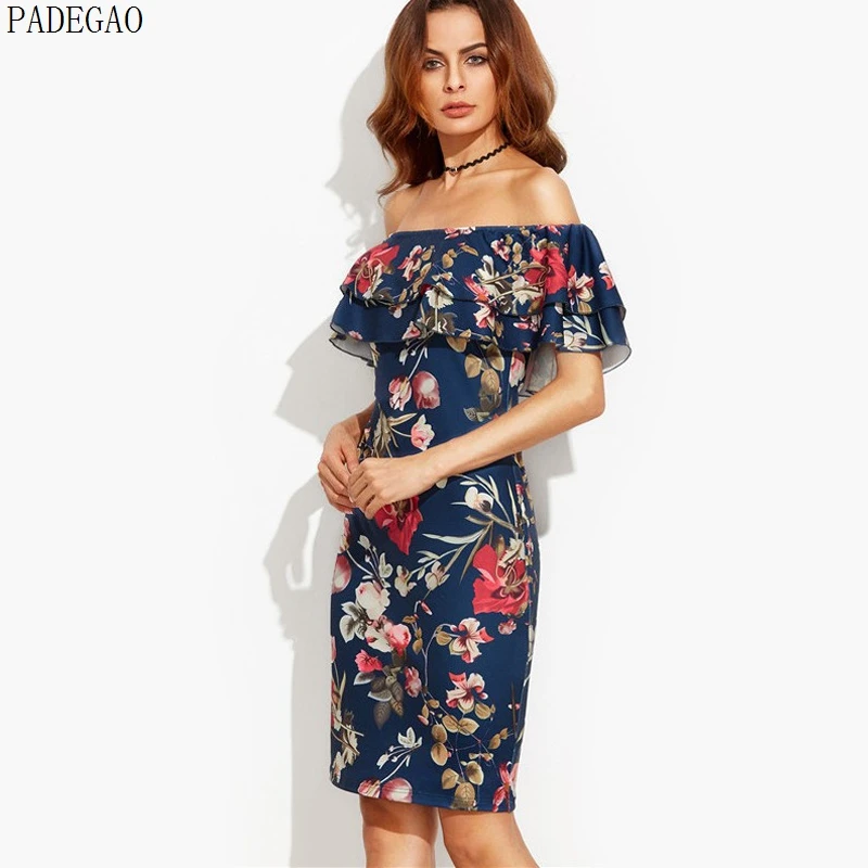 Padegao/2017 Лето Bodycon платье Двухслойное Лодка шеи сексуальный спинки печать обувь