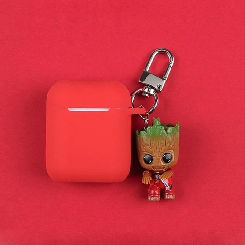 Red Мультфильм милый декоративный силикон чехол для Apple Airpods Air стручки интимные аксессуары Защитная крышка Bluetooth наушники кольцо ключей - Цвет: Red