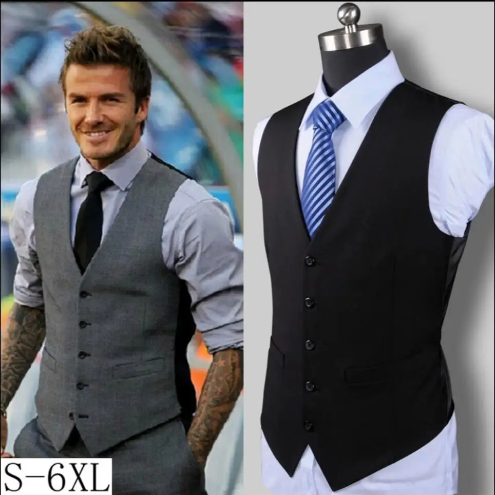 

S-6xl New Summer And Autumn Thin Suit Vest Male Dress Vest Bar Work Wear Costumes Sleeveless Formal Business Best Men Vest