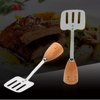 1pc hot sale smile face handle pizza turner creative kitchen tools japanese style stainless steel spatula kx 227