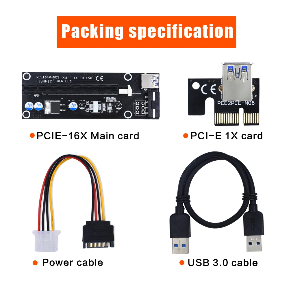 TISHRIC 2017 Новинка VER006 PCI Express Riser Card USB 3 0 PCI-E расширитель 30 см 1x до 16x SATA 4Pin Molex Power для BTC