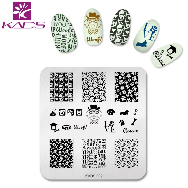 KADS Мода Новые Милый Дизайн Собака Кость и След Pattern Нержавеющая сталь Nail Art