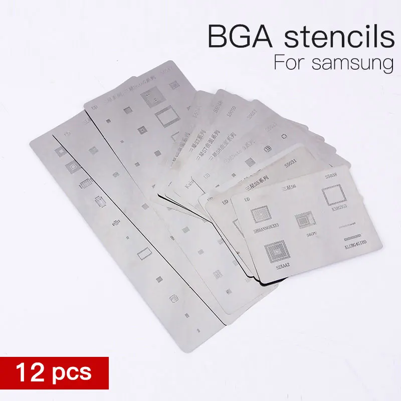 

12pcs/lot IC Chip BGA Reballing Stencil Kits Set Solder template for samsung Galaxy S3 S4 S5 S6 S7 S8 NOTE3/4/5/6 high quality