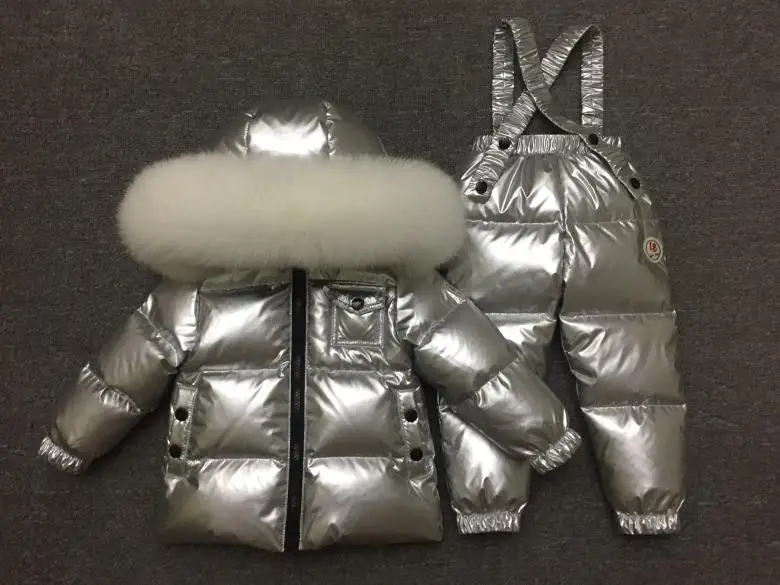 Girls Child Wadded Jacket Outerwear Clothing Baby Boys Silver Suit Children Winter Down Parka Set | Детская одежда и обувь