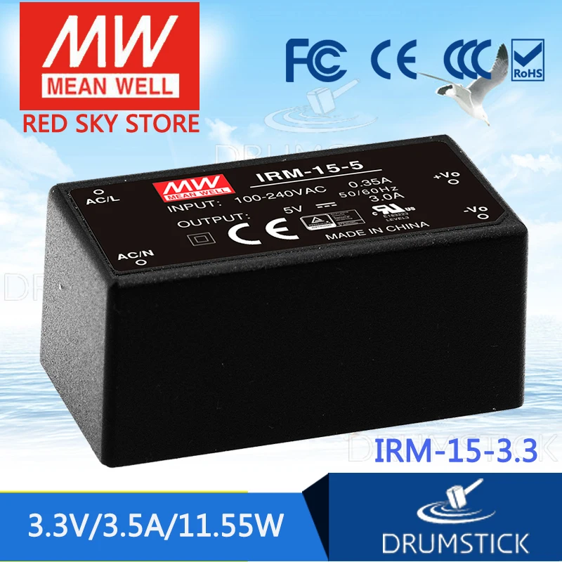 Meanwell IRM 15 3.3 3 V 3.5A meanwell 11 55 W одиночный выход инкапсулированный Тип|meanwell|encapsulator |
