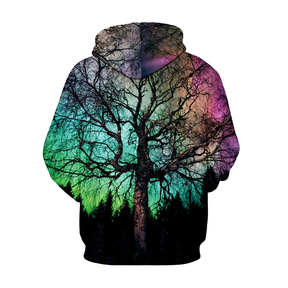 New 3D Hoodies Colorful Sky Life Tree Printed Hoodie Men Women Autumn Winter Pullover Sweatshirt Couples Tops | Женская одежда