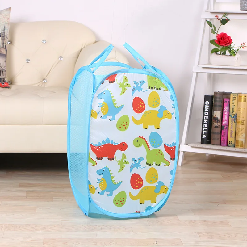 2 mesh blue Foldable Pop Up Laundry Basket Washing Clothes Bag Hamper Nylon Mesh Storage Basket - Цвет: 2 mesh blue