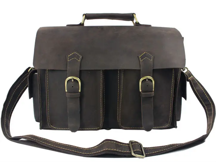 

2020 Vintage Crazy horse Leather Men Messenger Bags genuine leather shoulder bags men crossbody bag Handbag toe Briefcase M201#