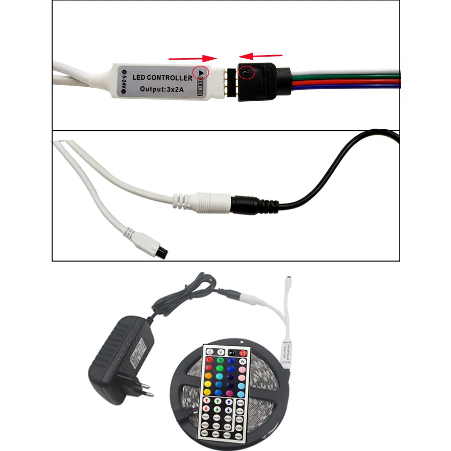 

LED Strip Light SMD 5050 Flexible RGB Strip Flexible 5M 10M 60LED/M Diode Tape Ribbon DC 12V With IR 24key Controller dc Adapter