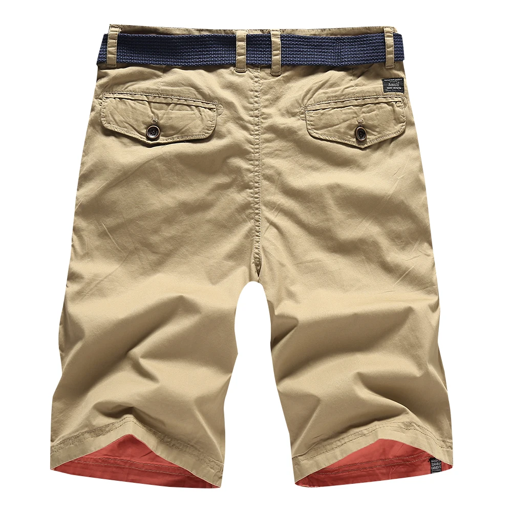 BOYUAN Solid Cotton Shorts Men Casual Male Beach Double-sided Wear Washed Short Pants With Sashes Knee Length DB1701 | Мужская одежда