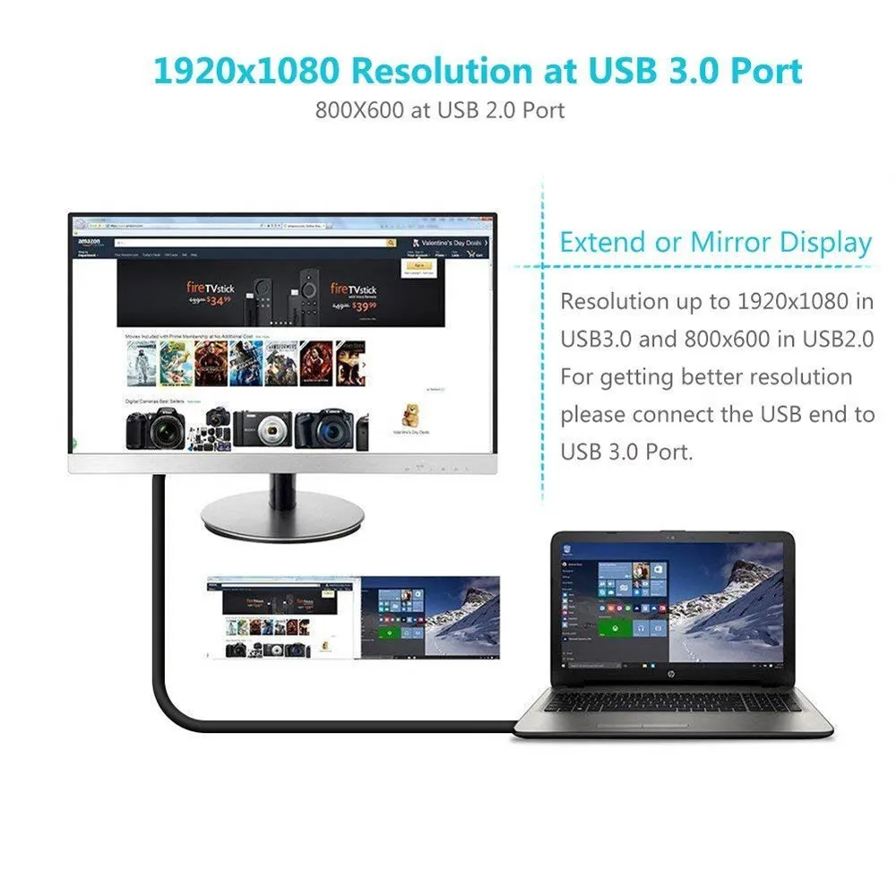 Кабель адаптер с USB 3 0 на VGA кабель конвертер поддержкой нескольких мониторов