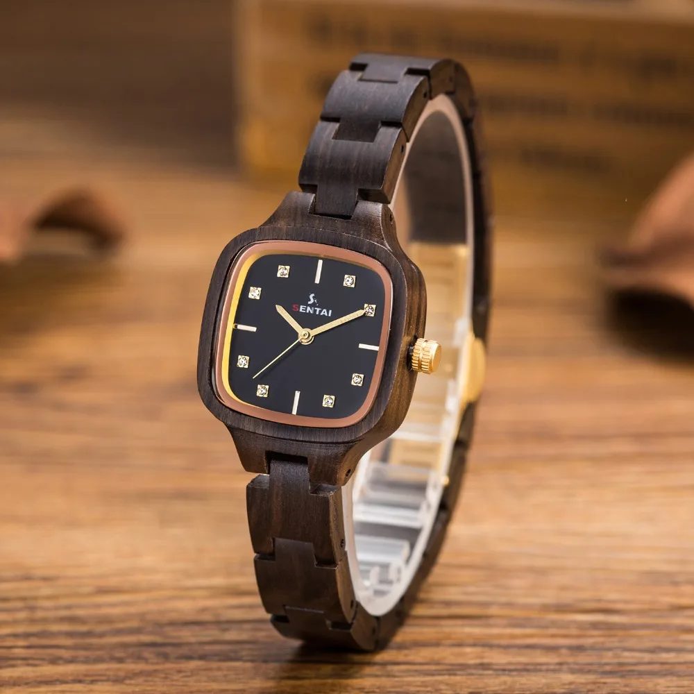 Роскошные деревянные часы для женщин модель 100% из натурального красного