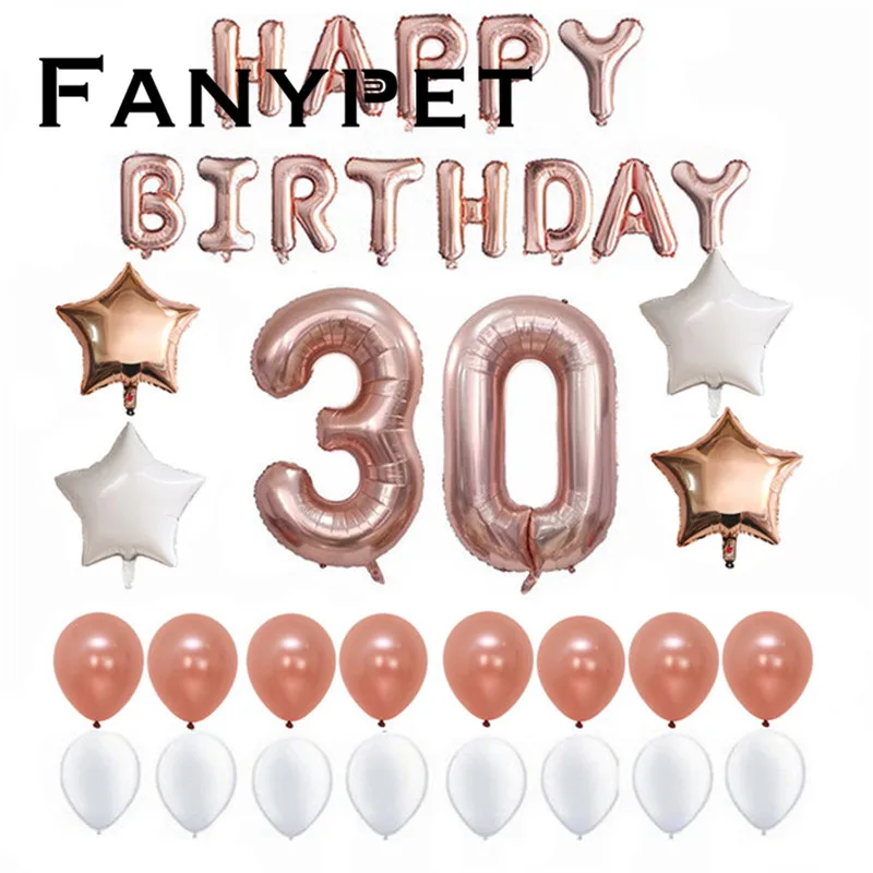 

35pcs 40inch large American Design Number Balloon 30 old Birthday Party Decoration kit congratulate For adult's 21th birthday