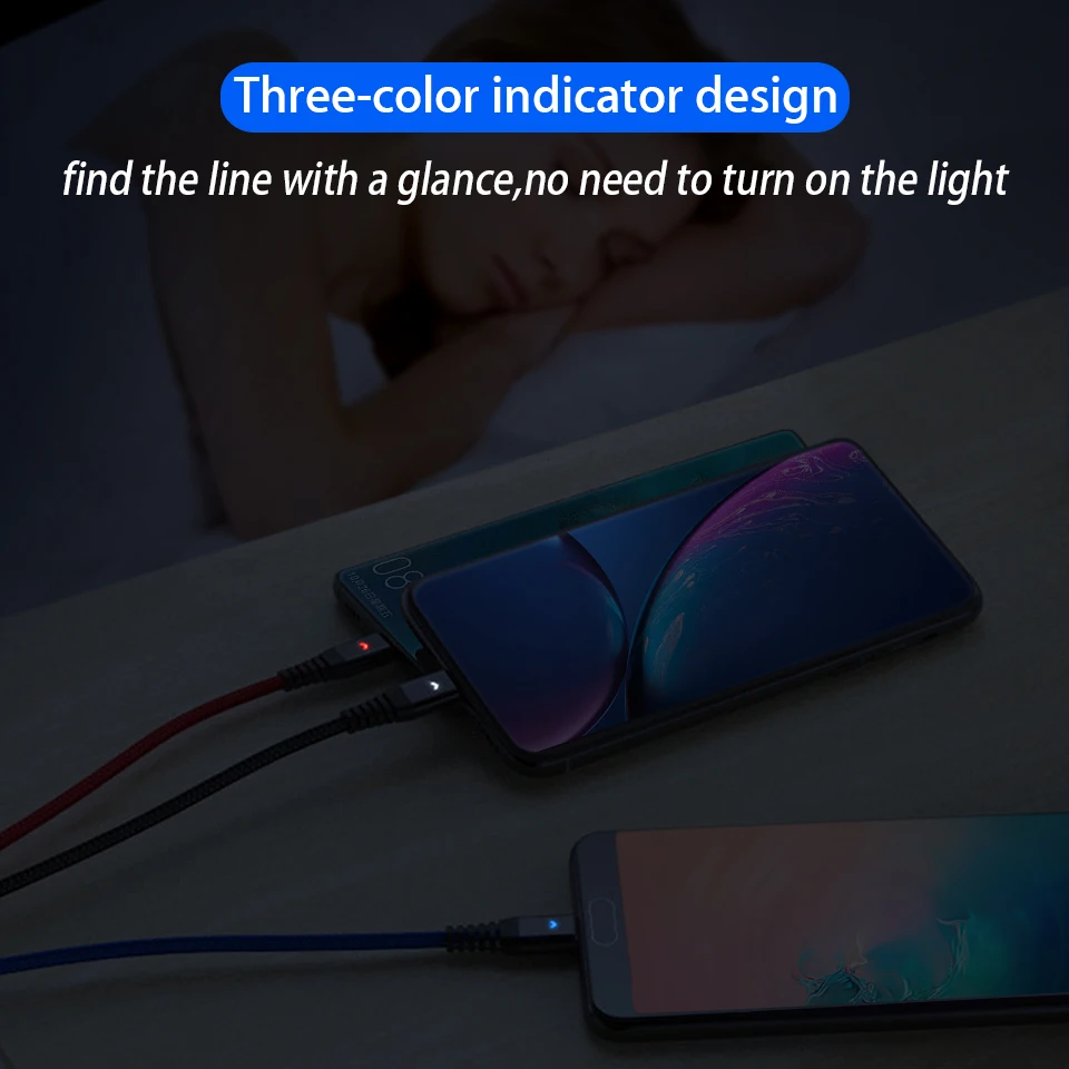 Кабель Micro Usb 3 в 1 со светодиодной подсветкой Type C не быстрая зарядка для Samsung S10 9